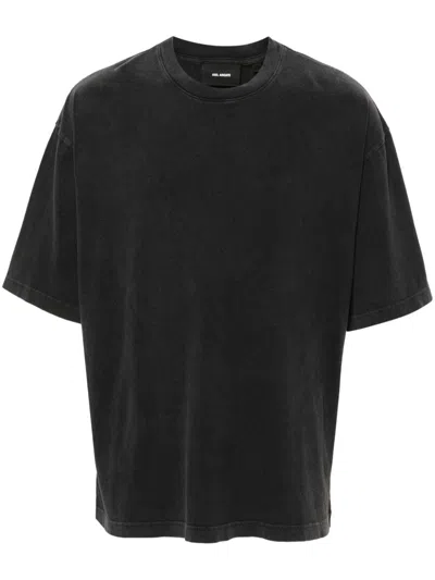 Axel Arigato Grey Crewneck T-shirt With Typo Embroidery In Cotton Man