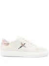 Axel Arigato Round Toe Leather Sneakers With Metallic Accent In White