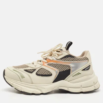 Pre-owned Axel Arigato White/black Leather And Mesh Marathon Runner Sneakers Size 38