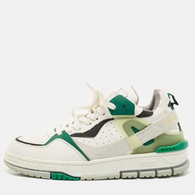 Pre-owned Axel Arigato White/green Leather And Suede Astro Low Top Sneakers Size 41