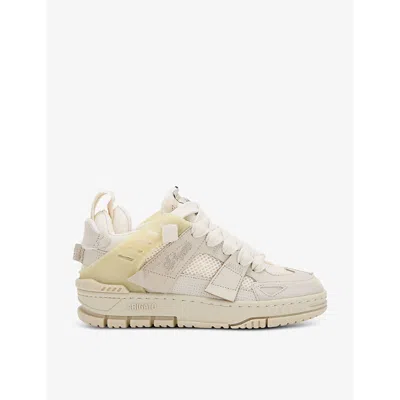 AXEL ARIGATO AXEL ARIGATO WOMENS BEIGE AREA PATCHWORK LEATHER AND RECYCLED POLYESTER MID-TOP TRAINERS