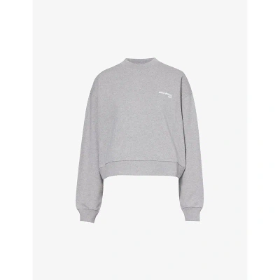 Axel Arigato Womens Grey Melange Legacy Logo-embroidered Cotton-jersey Sweatshirt