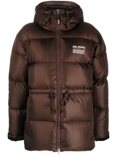 Pre-owned Axel Arigato Women's Jacket Puffa Rhode Down Dark Brown Large