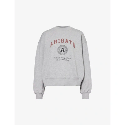 Axel Arigato Womens Grey Melange University Logo-print Organic-cotton Sweatshirt