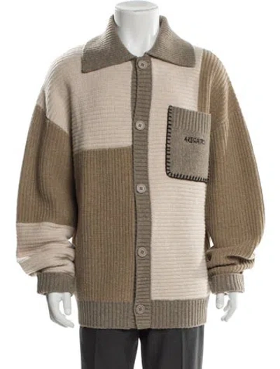 Pre-owned Axel Arigato Wool Colorblock Pattern Cardigan In Neutral