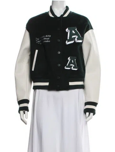 Pre-owned Axel Arigato Wool Graphic Print Bomber Jacket In Green