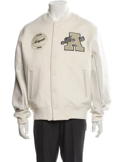 Pre-owned Axel Arigato Wool Graphic Print Varsity Jacket In Neutral