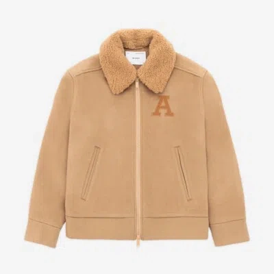 Pre-owned Axel Arigato Wool Jacket Bomber Small Beige Collared