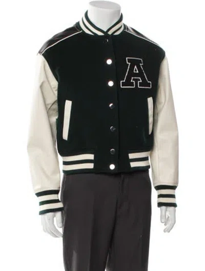 Pre-owned Axel Arigato Wool Striped Varsity Jacket In Green