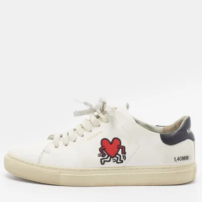 Pre-owned Axel Arigato X Keith Haring Clean 90 Size 39 White/black Leather Low Top Sneakers