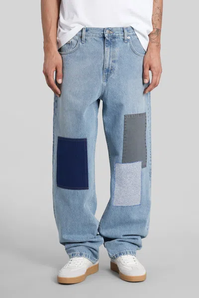 Axel Arigato Zine Embroidered Jeans In Cyan Denim In Blue