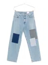 Axel Arigato Zine Embroidered Jeans In Cyan Denim In Blue