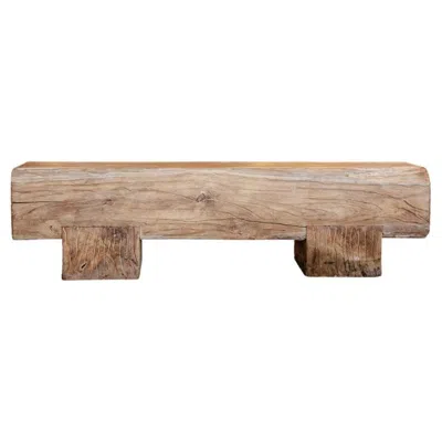 Pre-owned Axel Vervoordt Antique Chunky Teak Bench, Hand-carved Rustic Design, Indonesia, 1960s In Brown