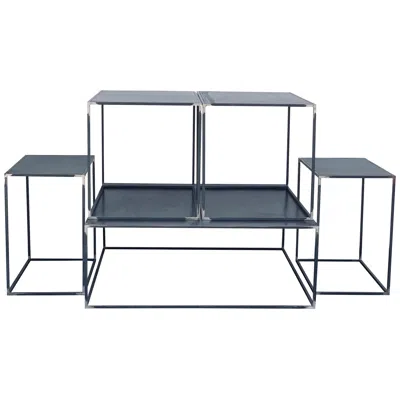 Pre-owned Axel Vervoordt Complete Set Of 'filiforme' Minimalist Patinated Steel Living Room Tables In Gray