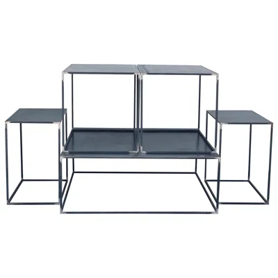 Pre-owned Axel Vervoordt Complete Set Of 'filiforme' Minimalist Patinated Steel Living Room Tables In Gray
