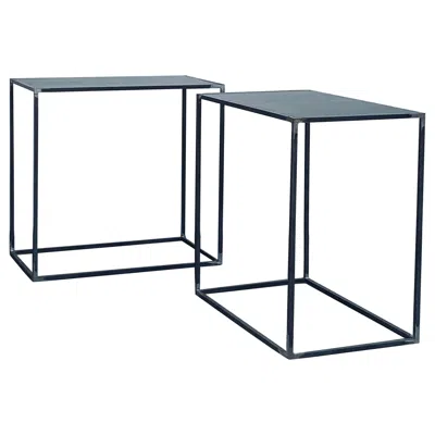 Pre-owned Axel Vervoordt Pair Of 'filiforme' Patinated Steel Minimalist Side Tables By Design Frères In Black