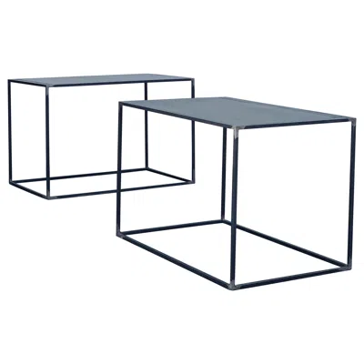 Pre-owned Axel Vervoordt Pair Of Large Minimalist 'filiforme' Patinated Steel End Tables By Design Frères In Gray