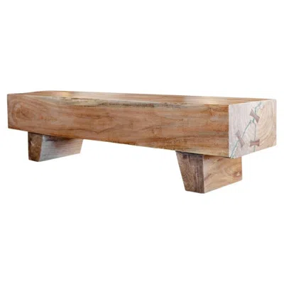 Pre-owned Axel Vervoordt Reclaimed Teak Wooden Bench In Rustic Style, Hand-carved, Indonesia In Brown