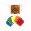 Axiology Wooden Facial Round Container With 20-pack Of Reusable Facial Rounds: Rainbow