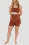 Axk Athletic Maternity Bike Shorts With Supportive Belly Band In Brown