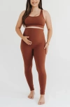 Axk Athletic Maternity Legging With Scrunch Butt Design And Supportive Belly Band In Brown