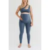 Axk Athletic Maternity Legging With Supportive Belly Band In Blue