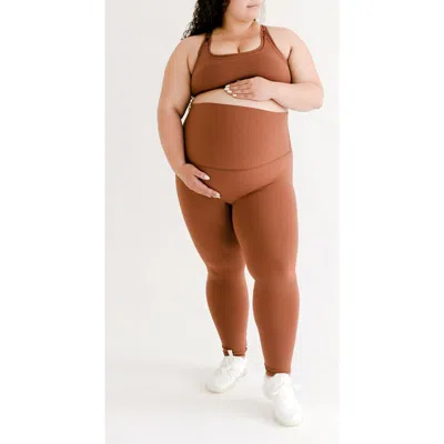 Axk Athletic Maternity Legging With Supportive Belly Band In Brown