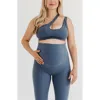 Axk Cross Body Nursing Bra With Easy-release Breastfeeding Clips And One-shoulder Design In Blue