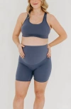 Axk Athletic Maternity Bike Shorts With Supportive Belly Band In Blue