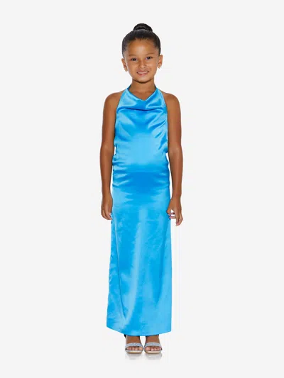 Ay By Ayla Kids'  Girls Backless Satin Maxi Dress In Blue