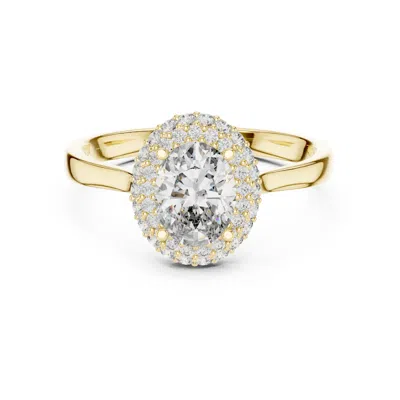 Aya Fine Jewelry Oval Hidden Halo Lab Diamond Engagement Ring 1.38 Ctw, Proposal Ring For Women In 14k Yellow Gold