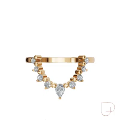 Aya Fine Jewelry Women's 0.21 Ct Lab Grown Diamond Chevron Ring In 18k Yellow Gold