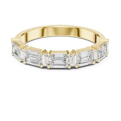 Aya Fine Jewelry Women's 0.85 Ct Emerald & Baguette Lab Grown Diamond Band Ring In 14k Yellow Gold  Modern Diamond We