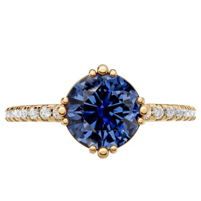 Aya Fine Jewelry Women's 1.04 Ct Green Round Cut Lab Grown Diamond Engagement Ring In 14k Yellow Gold