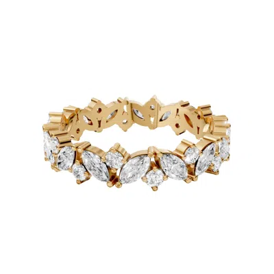 Aya Fine Jewelry Women's 1.24 Ctw Marquise & Round Diamond Eternity Wedding Band Ring In Yellow