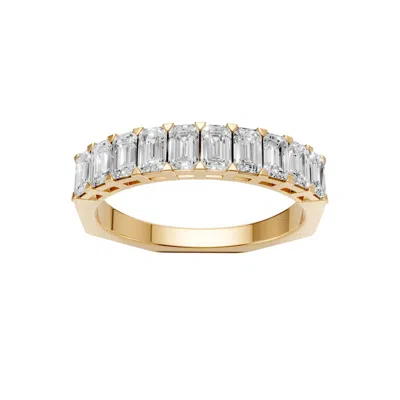 Aya Fine Jewelry Women's 1.27 Ctw Emerald Cut Lab Diamond Half Eternity Ring  14k Yellow  Gold