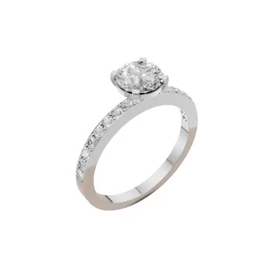 Aya Fine Jewelry Women's 1.27 Cwt Round Cut Lab Diamond Engagement Ring In 14k White Gold In Silver