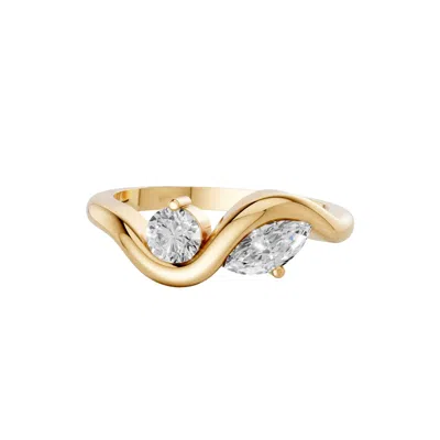 Aya Fine Jewelry Women's 14k Yellow Gold 0.60 Ctw Marquise & Round Diamond Bypass Ring