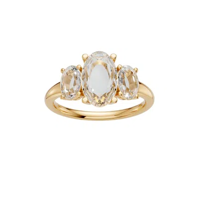 Aya Fine Jewelry Women's 1.65 Ctw Oval Lab Diamond Three Stone Engagement Ring In 14k Yellow Gold
