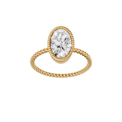 Aya Fine Jewelry Women's 1.77 Ct Oval Lab Diamond Twisted Rope Bezel Solitaire Ring In 14k Yellow Gold
