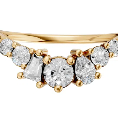 Aya Fine Jewelry Women's 18k Yellow Gold 0.41ct Multi Shape Diamond Cluster Ring Pear, Round & Baguette Diamond State