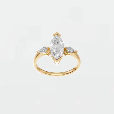 Aya Fine Jewelry Women's 2.50 Ct Marquise Lab Grown Diamond Engagement Ring In 14k Yellow Gold  Three Stone Marquise 