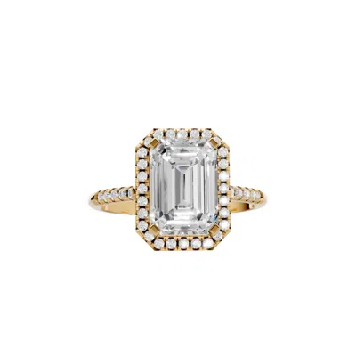 Aya Fine Jewelry Women's 2.76 Cwt Emerald Cut Lab Diamond Halo Engagement Ring In 14k White Gold