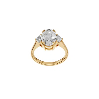 Aya Fine Jewelry Women's Classic Oval Three Stone Lab Diamond Engagement Ring In 14k Yellow Gold