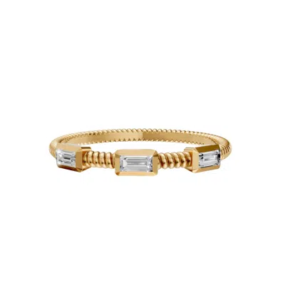 Aya Fine Jewelry Women's Contemporary Baguette Diamond Ring In Solid 14 Kt White Gold