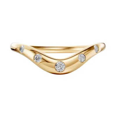 Aya Fine Jewelry Women's Contemporary Curved Diamond Ring In 14k Yellow Gold