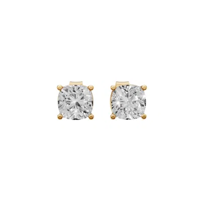 Aya Fine Jewelry Women's Cushion Cut Lab Diamond Solitaire Stud Earrings In 14k Yellow Gold