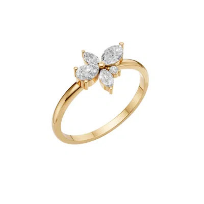 Aya Fine Jewelry Women's Dainty Lab Diamond Flower Ring In 14kt Solid Yellow Gold