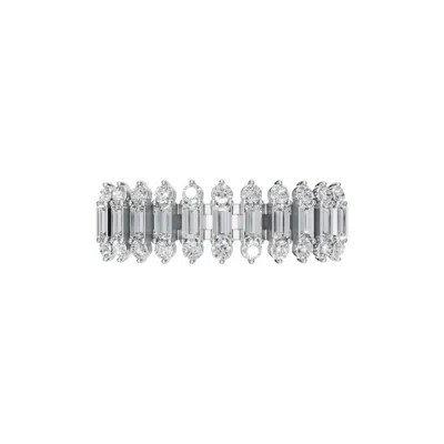 Aya Fine Jewelry Women's Eighteen Kt Fine Jewelry White Gold Ring With Baguette Diamonds In Silver