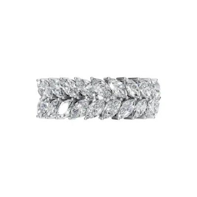 Aya Fine Jewelry Women's Eighteen Kt White Gold Double Layer Marquise Diamond Band